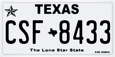 TX license plate CSF8433