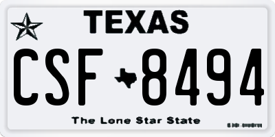 TX license plate CSF8494