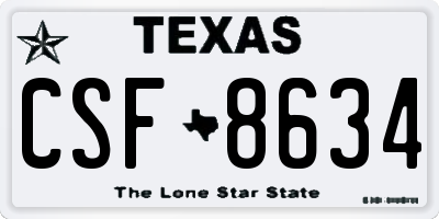 TX license plate CSF8634