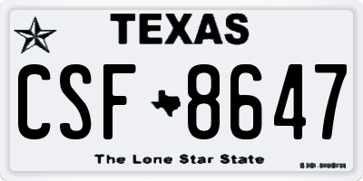 TX license plate CSF8647