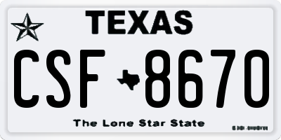TX license plate CSF8670