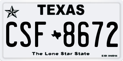 TX license plate CSF8672