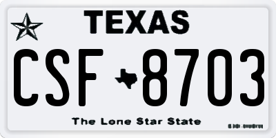 TX license plate CSF8703