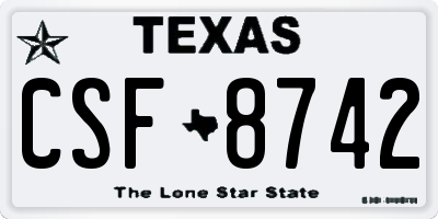 TX license plate CSF8742