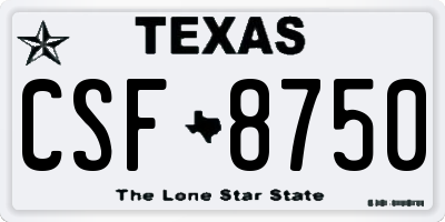 TX license plate CSF8750