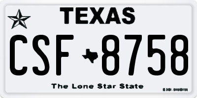 TX license plate CSF8758