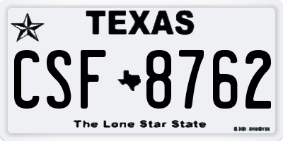 TX license plate CSF8762