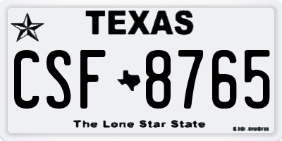 TX license plate CSF8765