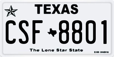 TX license plate CSF8801