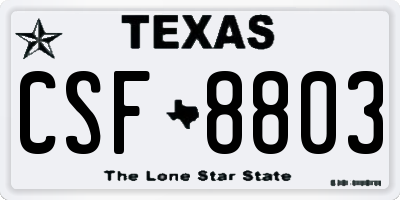 TX license plate CSF8803