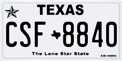 TX license plate CSF8840