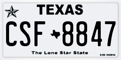TX license plate CSF8847
