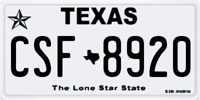 TX license plate CSF8920