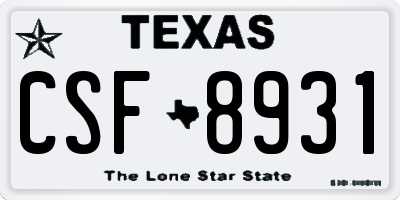 TX license plate CSF8931