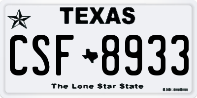 TX license plate CSF8933