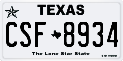 TX license plate CSF8934