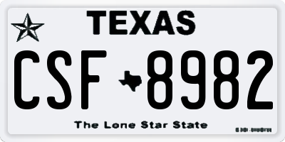 TX license plate CSF8982