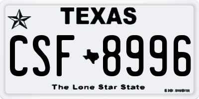 TX license plate CSF8996