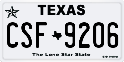 TX license plate CSF9206