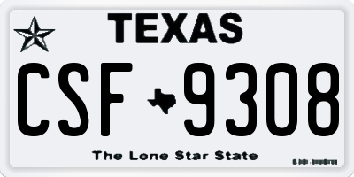 TX license plate CSF9308