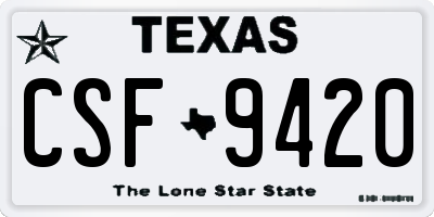 TX license plate CSF9420