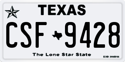 TX license plate CSF9428