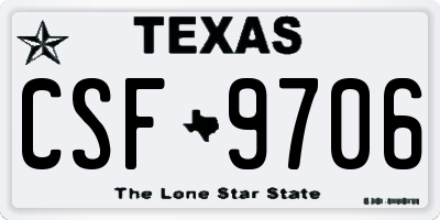 TX license plate CSF9706