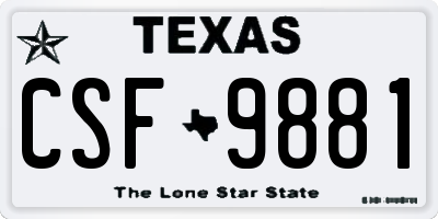 TX license plate CSF9881