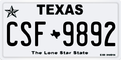 TX license plate CSF9892