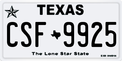 TX license plate CSF9925
