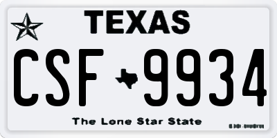 TX license plate CSF9934