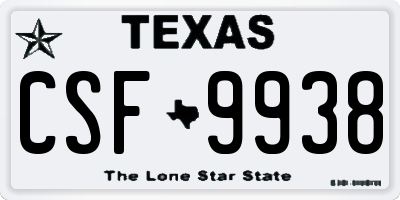 TX license plate CSF9938