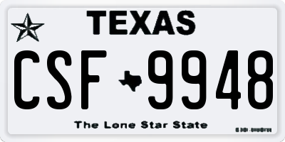 TX license plate CSF9948