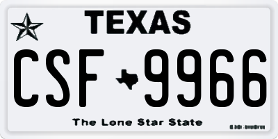 TX license plate CSF9966