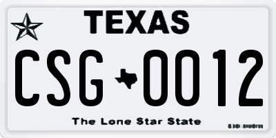TX license plate CSG0012