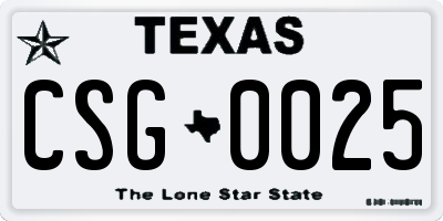 TX license plate CSG0025