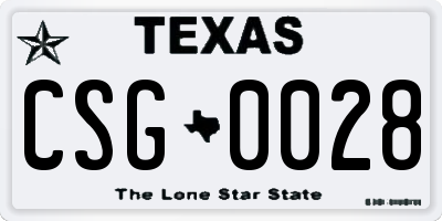 TX license plate CSG0028