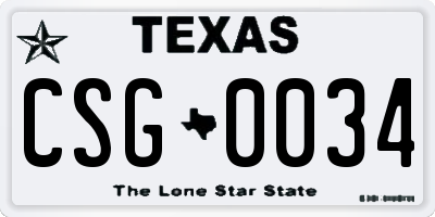 TX license plate CSG0034