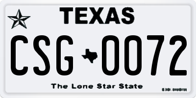 TX license plate CSG0072