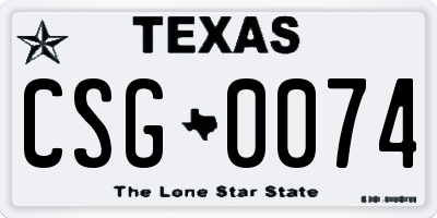 TX license plate CSG0074