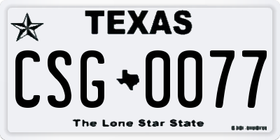 TX license plate CSG0077
