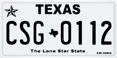 TX license plate CSG0112