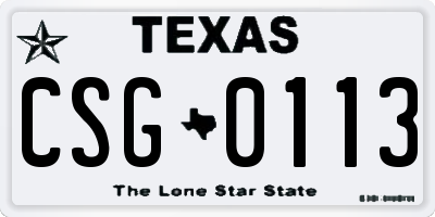 TX license plate CSG0113