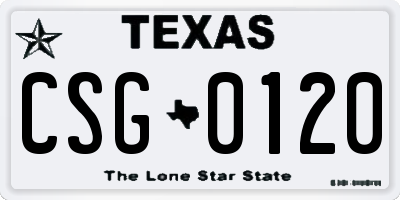 TX license plate CSG0120