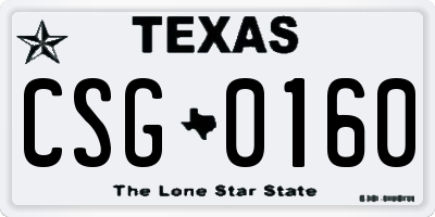 TX license plate CSG0160