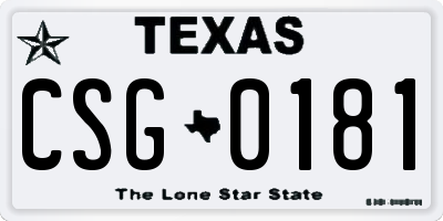 TX license plate CSG0181