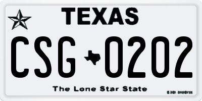 TX license plate CSG0202