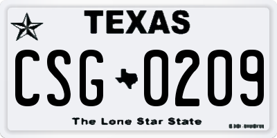 TX license plate CSG0209