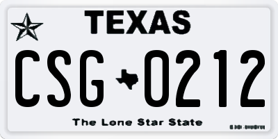 TX license plate CSG0212