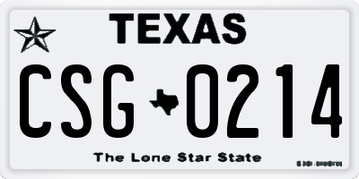 TX license plate CSG0214